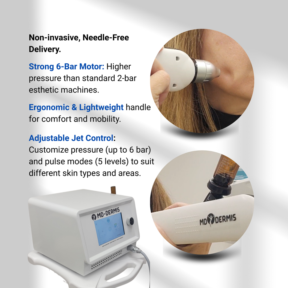 Natujet facial machine, mesotherapy esthetic equipment for jet derma infusion of hyaluronic acid, peptides and bio stimulator. 