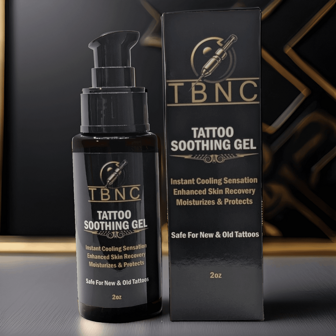 Tattoos soothing gel bottle and box , brand TBNC