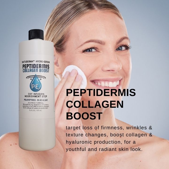 Hydrodermabrasion serum and oxygen infusion solution Peptidermis, made in USA by Natuderma